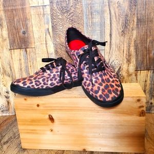 VANS off the Wall Leopard Lace up Sneakers Unisex Canvas Skate Shoes Low Top